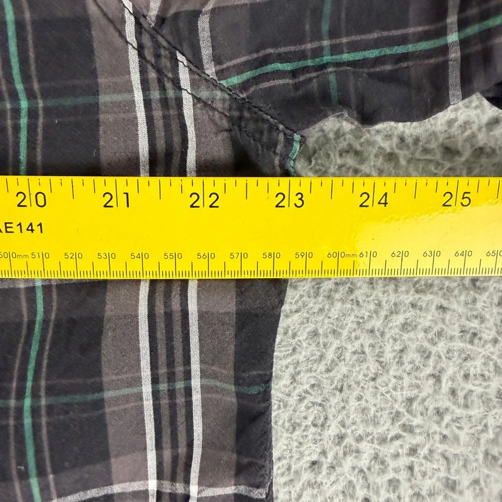 True Religion Button Down Shirt Mens XXXL Black Plaid Western Long Sleeve Cotton